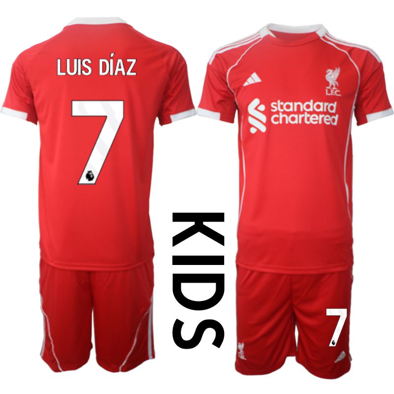 Youth 2025-2026 Season Club Liverpool home red 7 Soccer Jersey